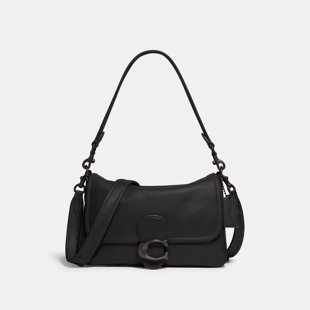 Soft Tabby Black Coach Bag with cross-body strap